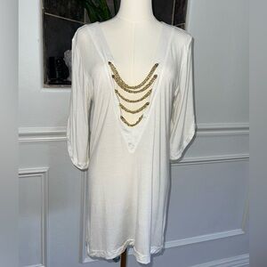 Beach Bunny Front Chain Swimwear Cover Up Top Size Medium